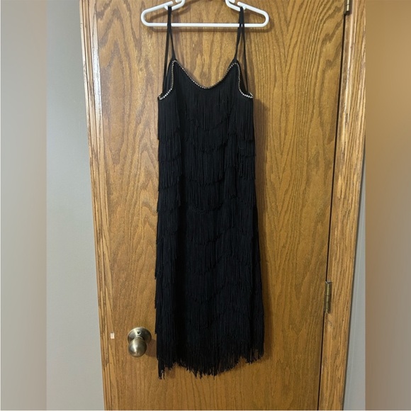 Oon black flapper dress stud accent great Gatsby costume dress up small/medium - Picture 1 of 5